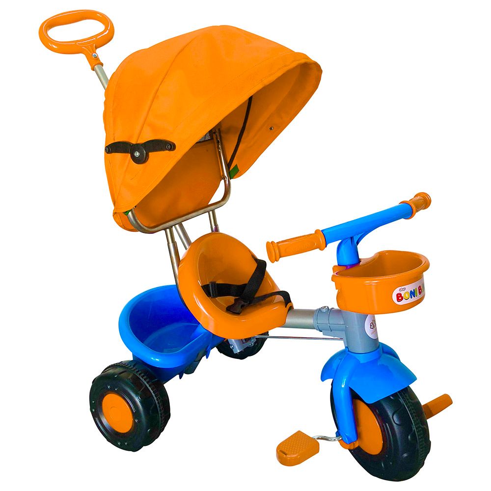 Akar Toys Push Bar Awning Boni Tricycle Orange