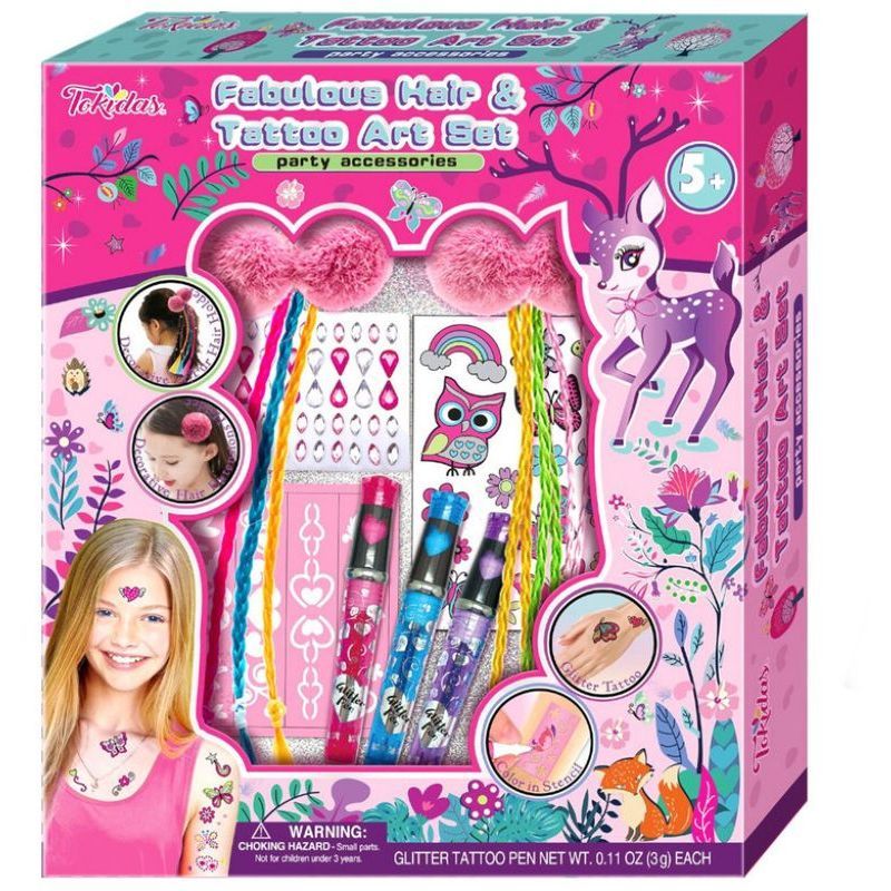 Tokidas - Girls Fabulous Hair & Tattoo Art Set Accessories