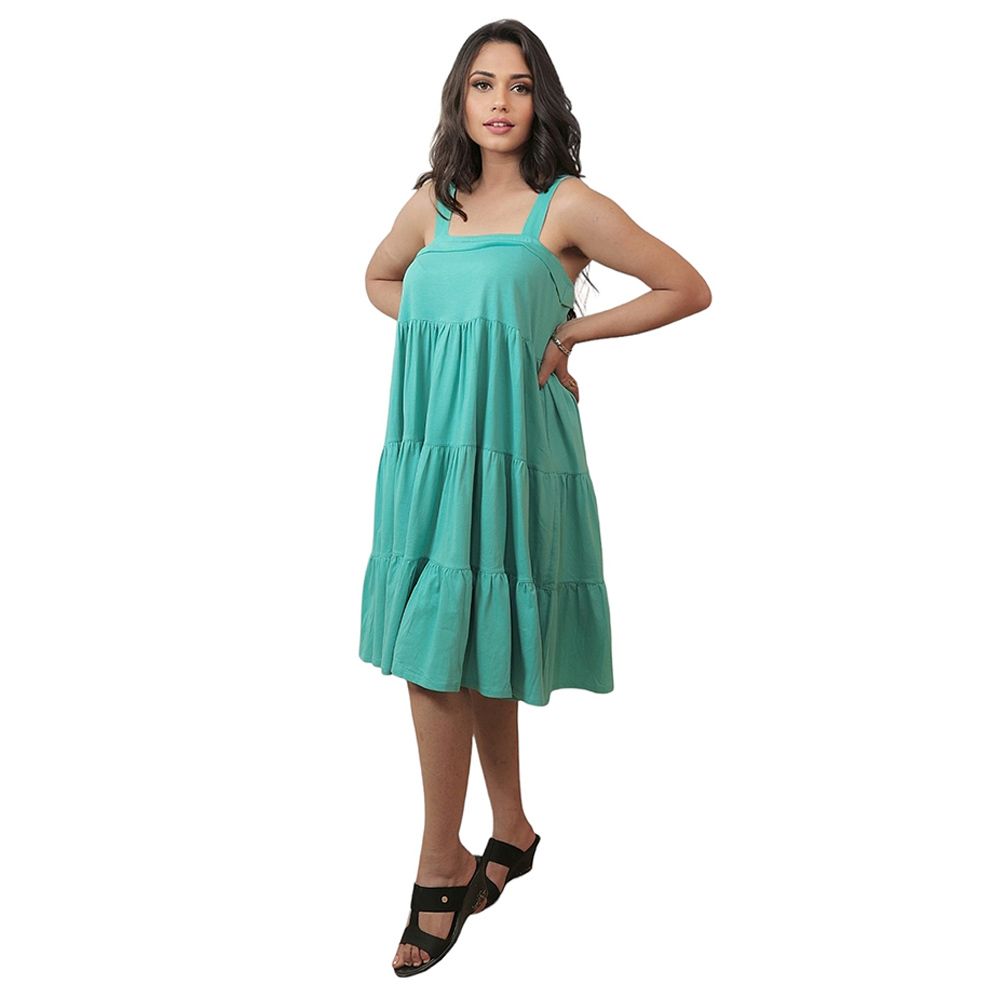 Tummy - Organic Cotton Broad Strap Maternity Dress - Green