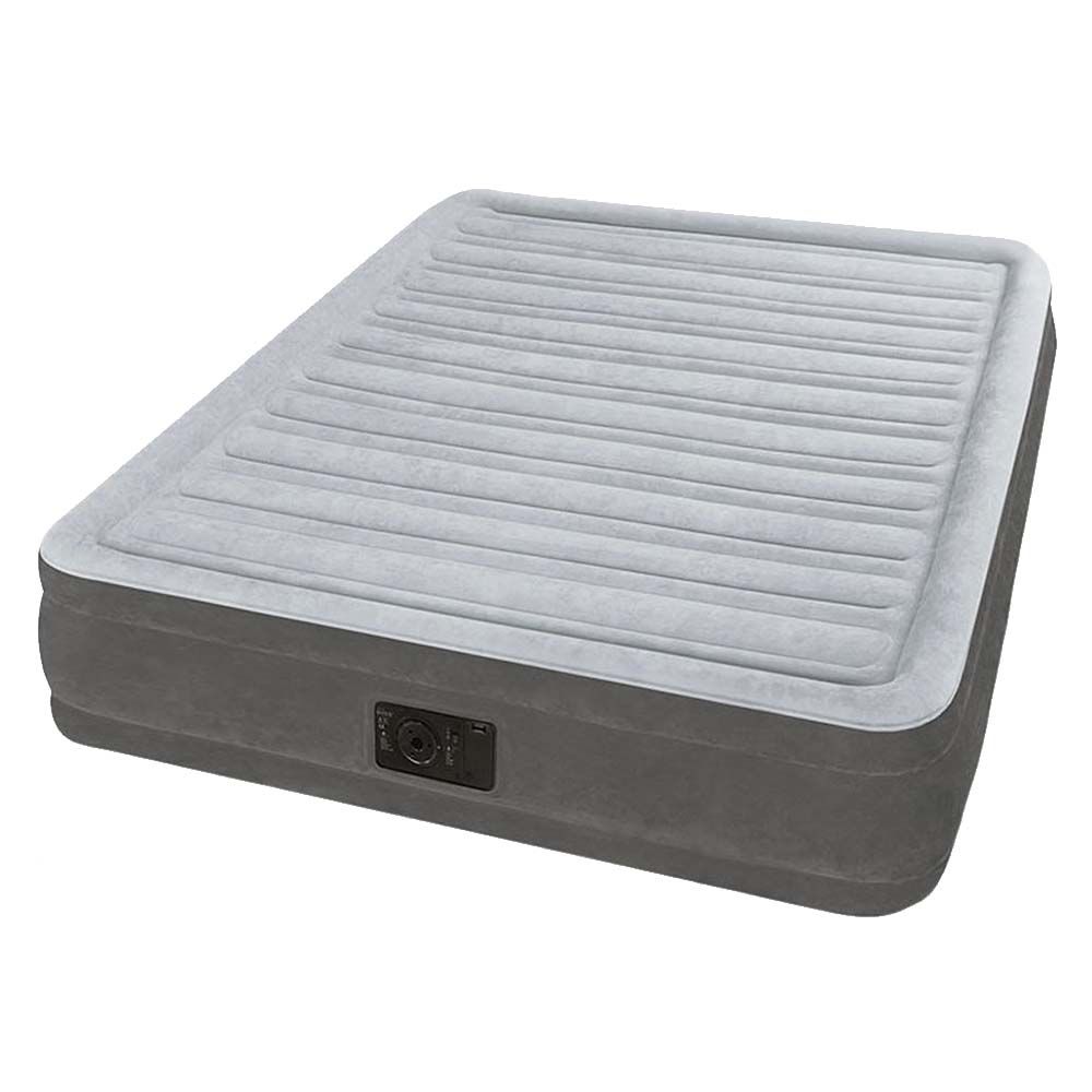 Intex - Full Comfort-Plush Air Bed with Electric Pump - Grey