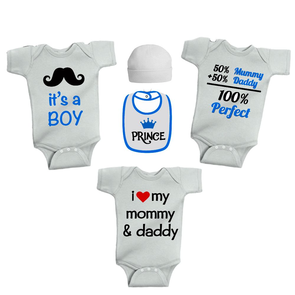 Twinkle Hands - It's a boy baby onesie - 5pcs Set 