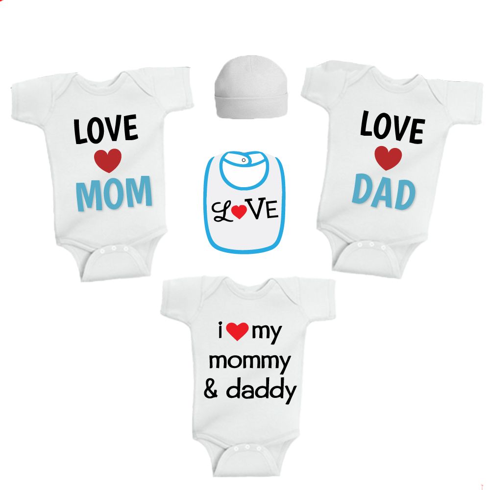 Twinkle Hands - I love Mom and Dad Baby Onesie - 5pc Set