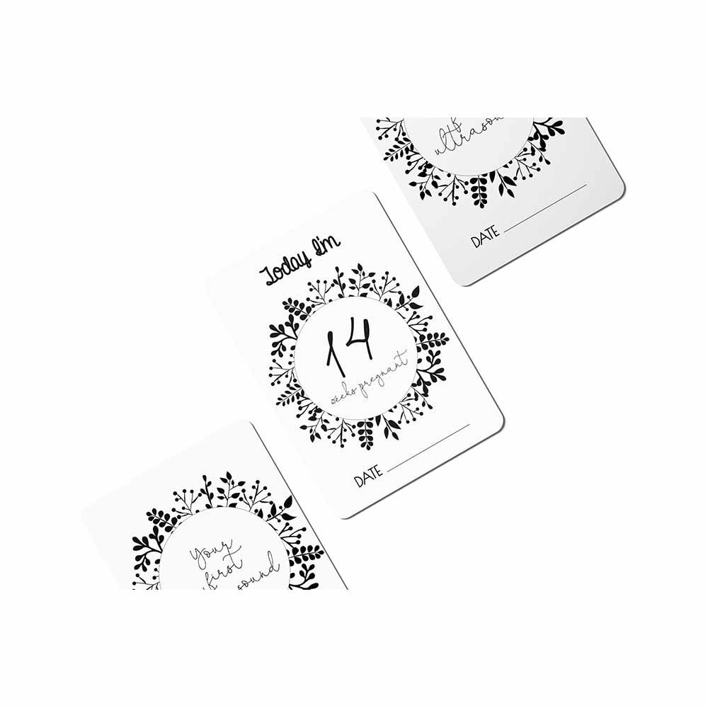 Twinkle And Giraffe Designs Minimalist Black and White Pregnancy Milestone Cards Set of 30