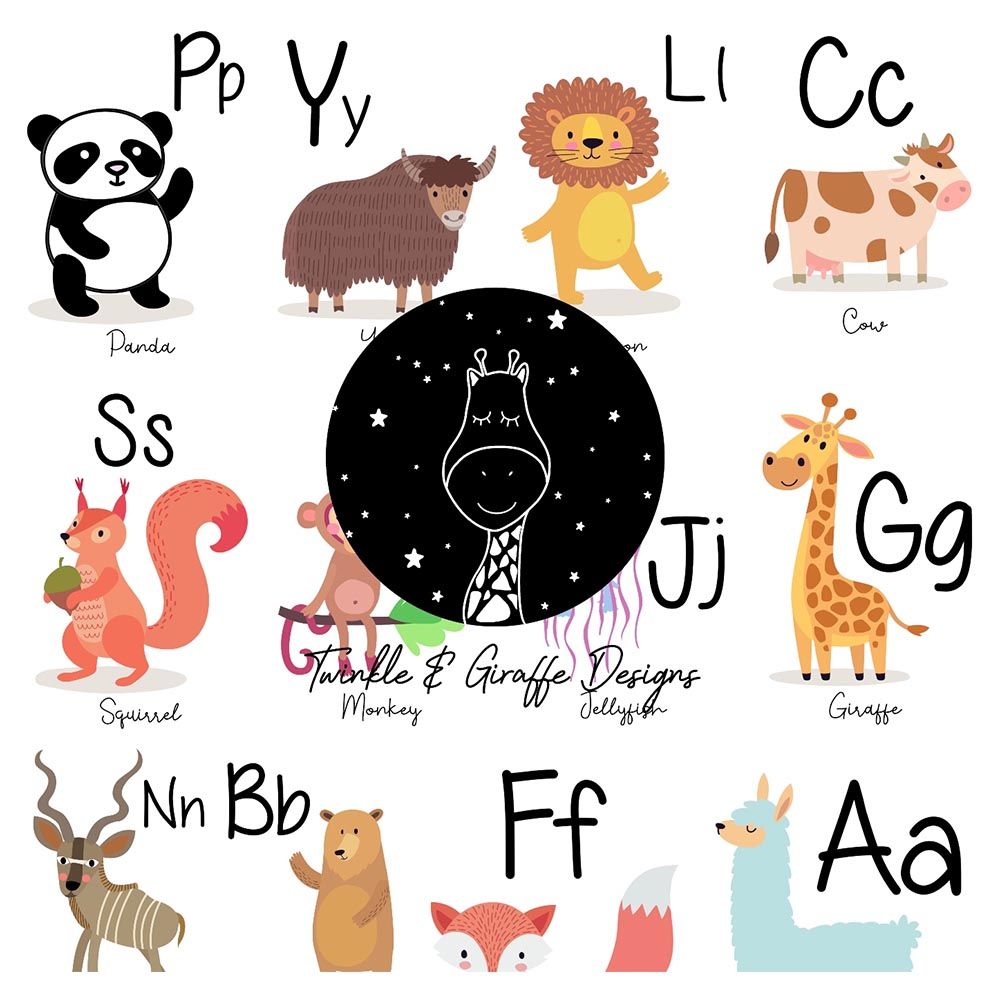 Twinkle And Giraffe - Designs English Alphabet Cards