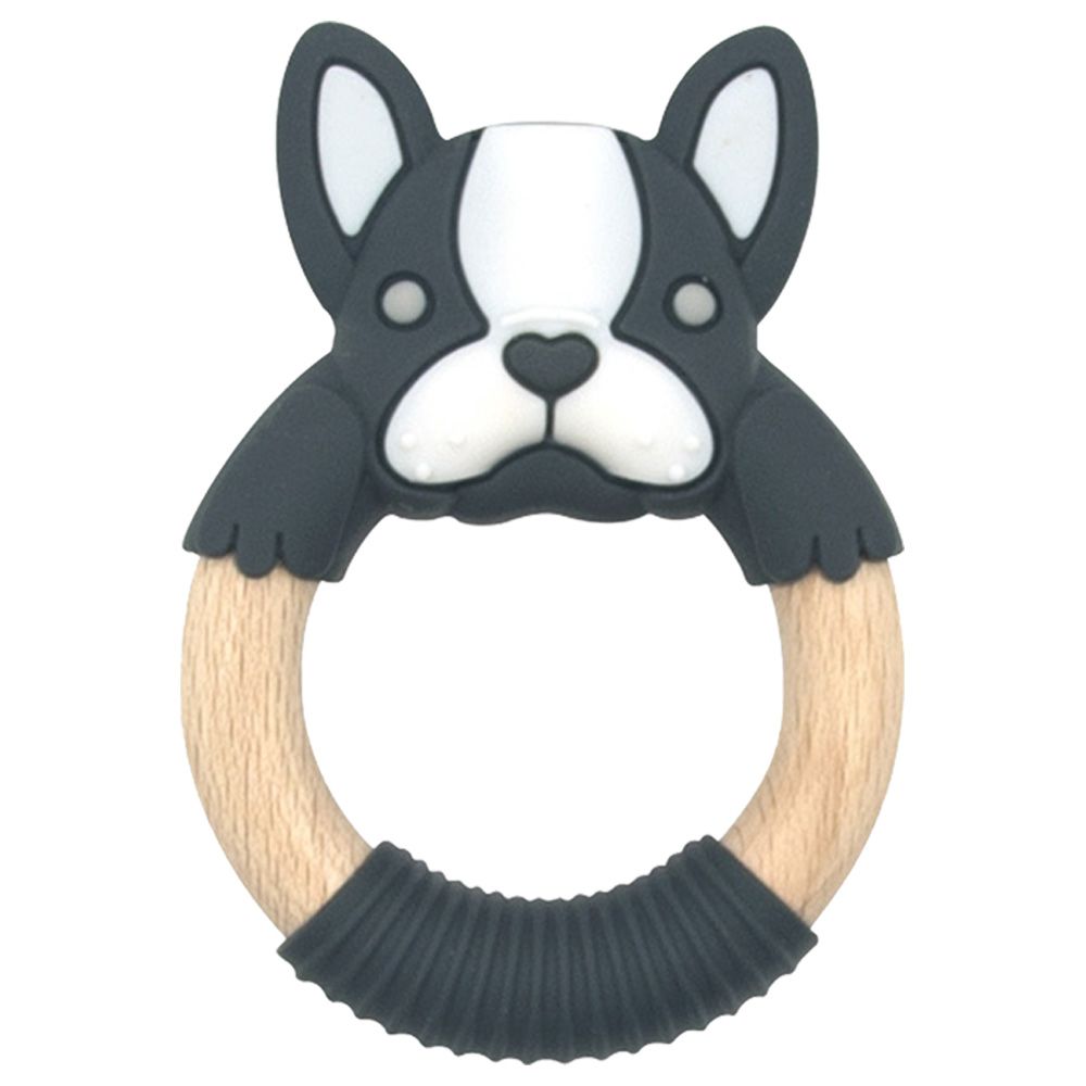 Babyworks - Teething Ring - Boxer Frenchie - Charcoal/White