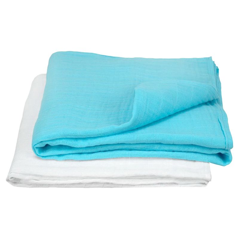 Green Sprouts - Muslin Swaddle Blankets Pack Of 2 - Aqua