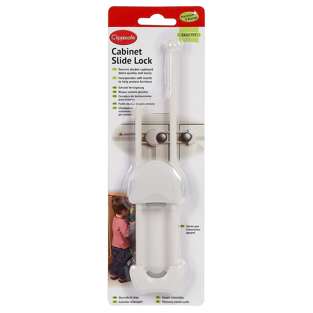 Clippasafe Cabinet Slide Lock - White