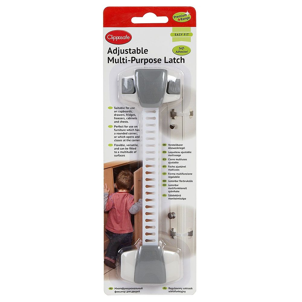 Clippasafe Adjustable Multi-Purpose Latch - White & Grey