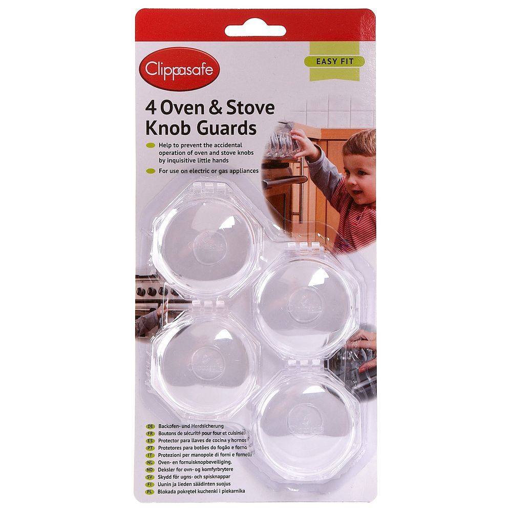 Clippasafe - Oven & Stove Knob Guards - Pack of 4 - Clear