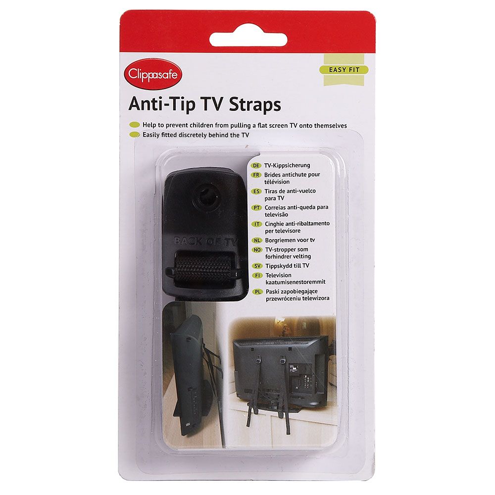 Clippasafe Anti-Tip Tv Straps - Black