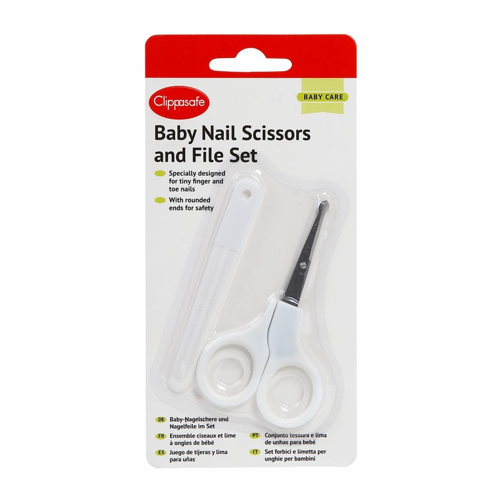 Clippasafe - Baby Nail Scissors & File Set - White