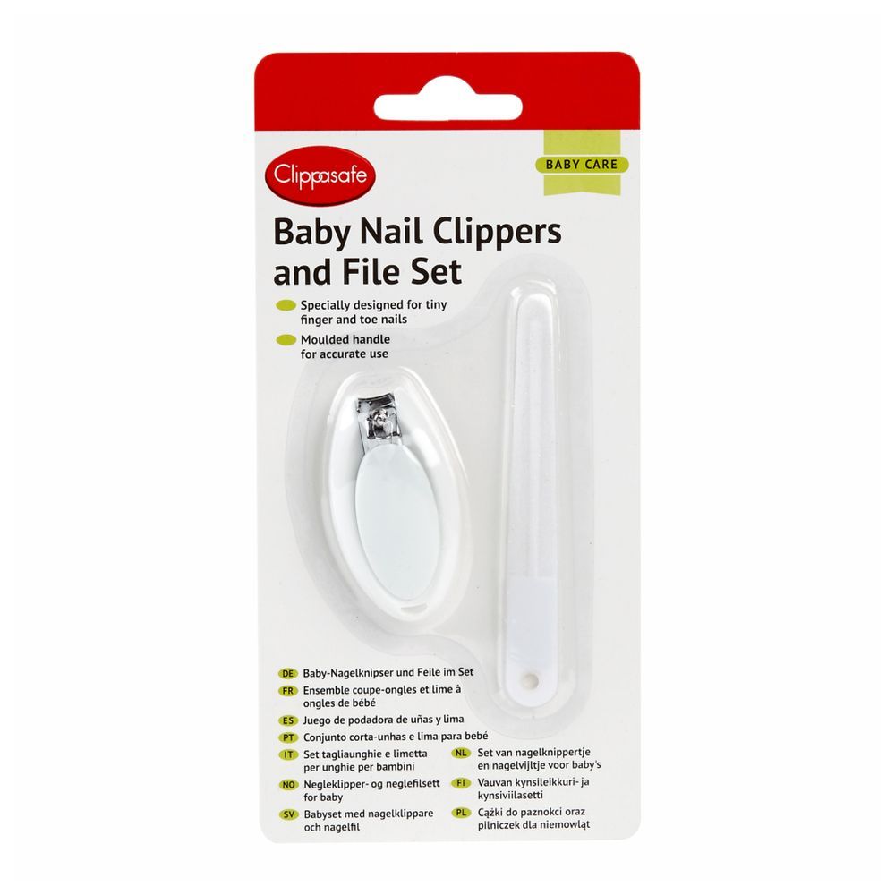 Clippasafe - Baby Nail Clippers & File Set - White