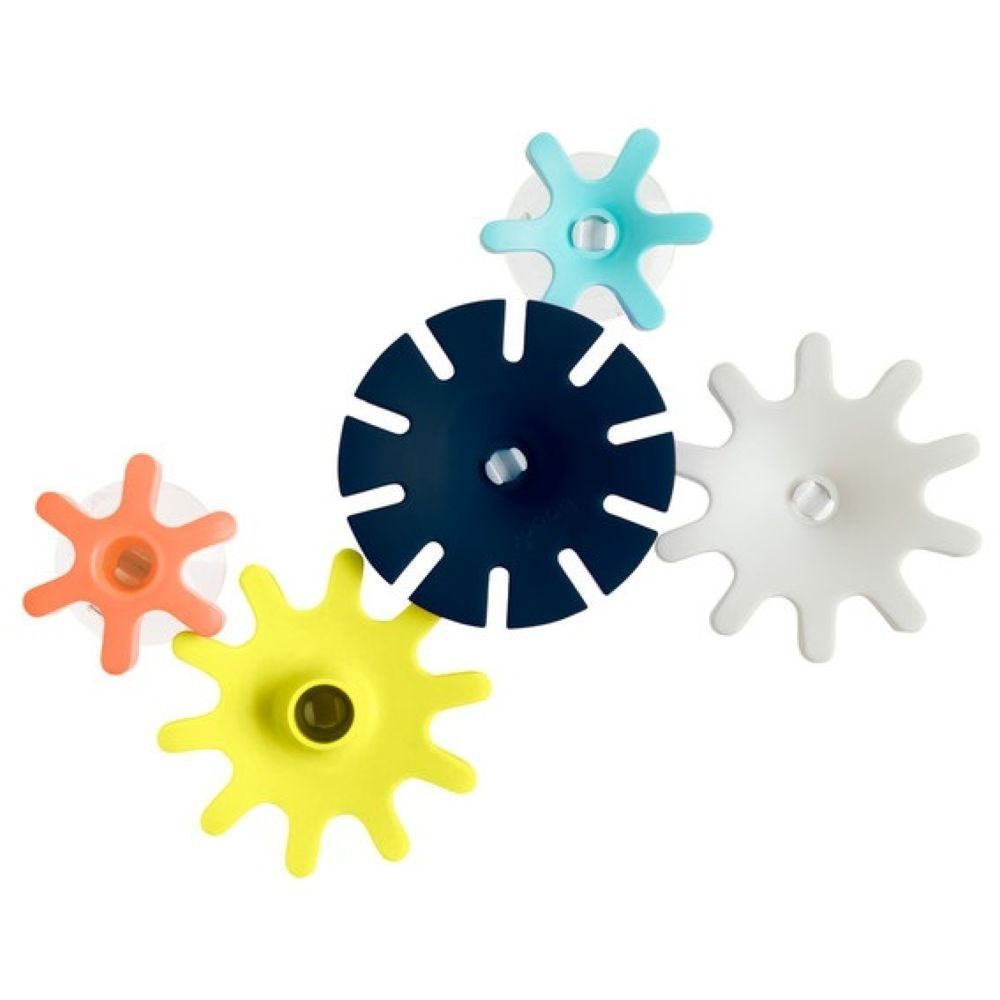 Boon - Cogs Suction Bath Toys- 5 Pcs - Navy/Yellow