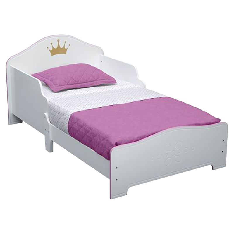 Delta Children Princess Crown Wood Toddler Bed, White/Pink