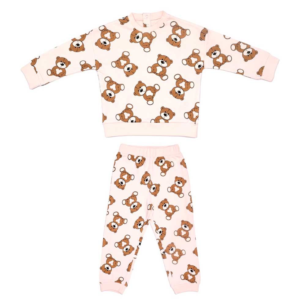 Aiko - 2pc-Set - Girls Bear Sweat Top & Joggers - Beige