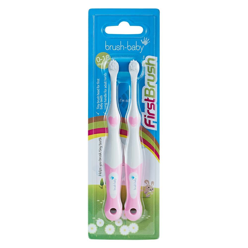 Brush Baby - My FirstBrush 0-18m Pack of 2 - Pink