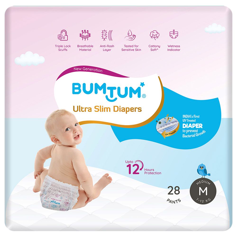 Bumtum - Ultra slim Baby Pant Style Diapers - M - 25Pcs