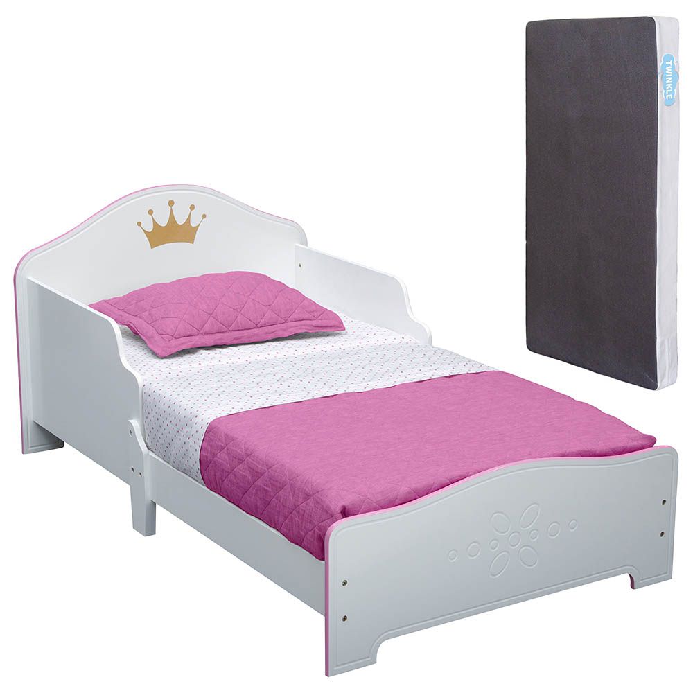 Delta Children Princess Crown Toddler Wooden Bed W/ Mattress