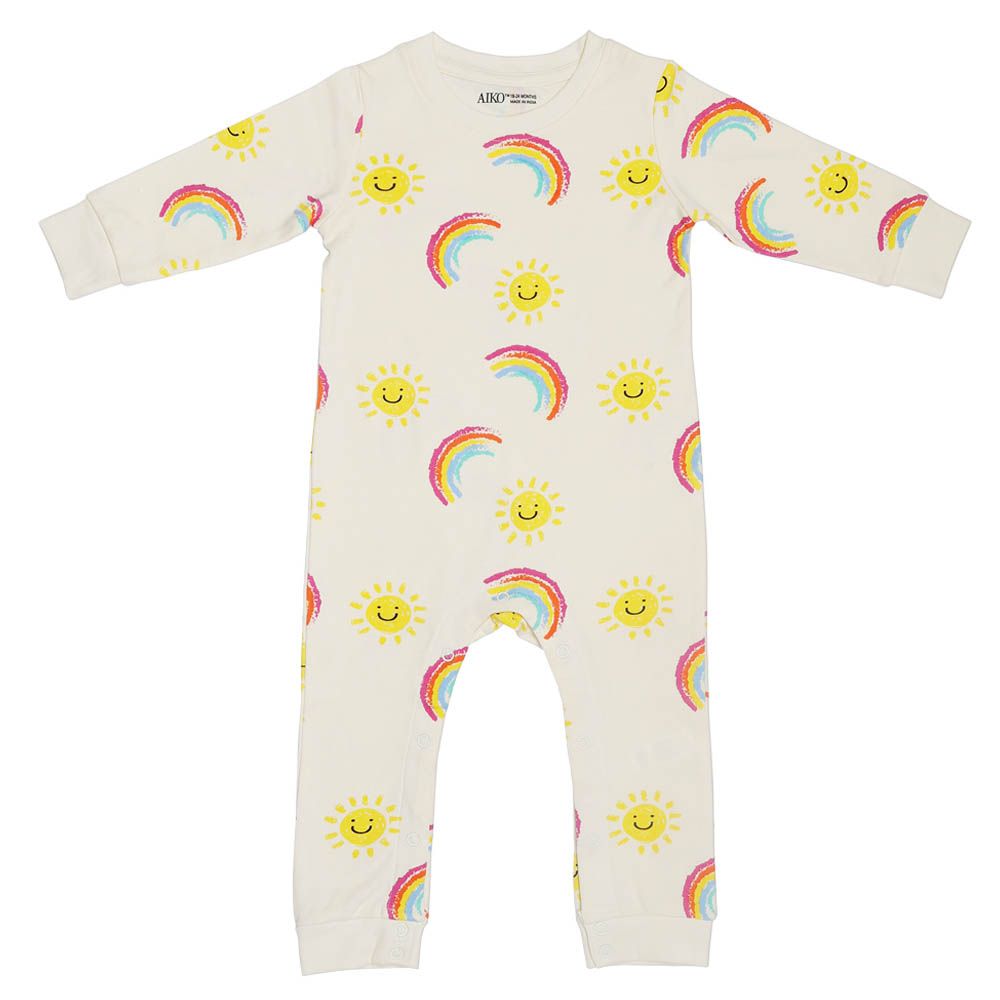 Aiko - Infants Cute Eternal Smiles Jumpsuit - Off-White