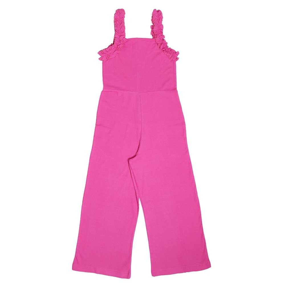 Aiko - Girls Rib Fabric Jumpsuit - Pink