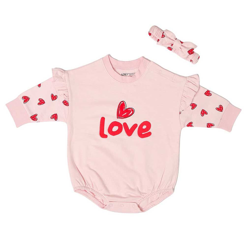 Aiko - Baby Bodysuit W/Headband - Pink