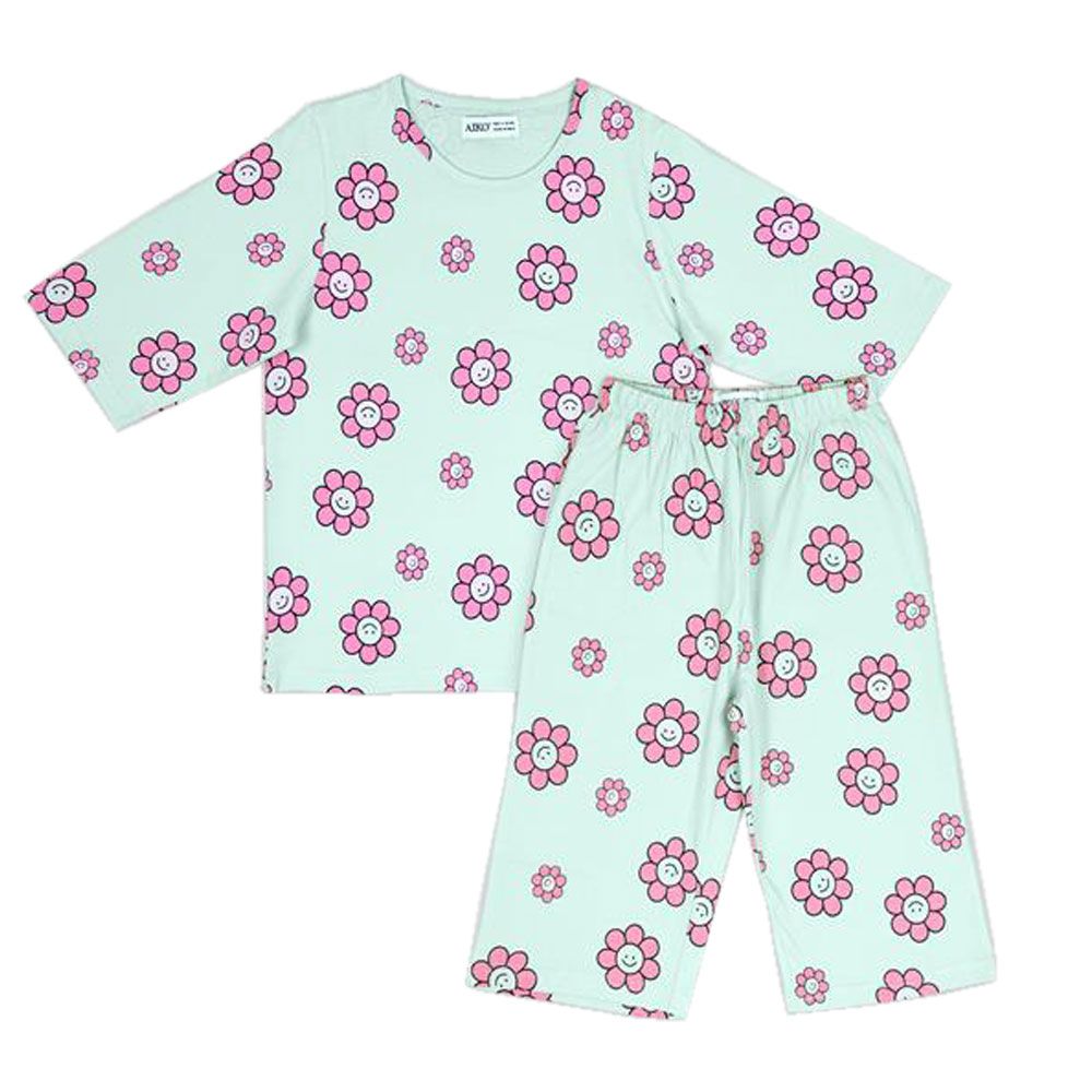 Aiko - 2pc-Set - Kids Cute Print T-Shirt & Pyjama - Lilac