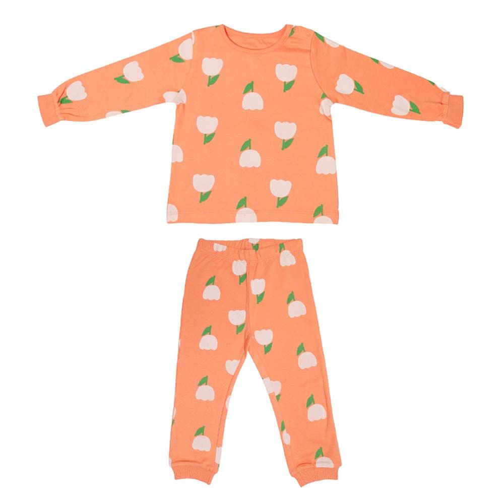 Aiko - 2pc-Set - Baby Cute Print T-Shirt & Pyjama - Orange