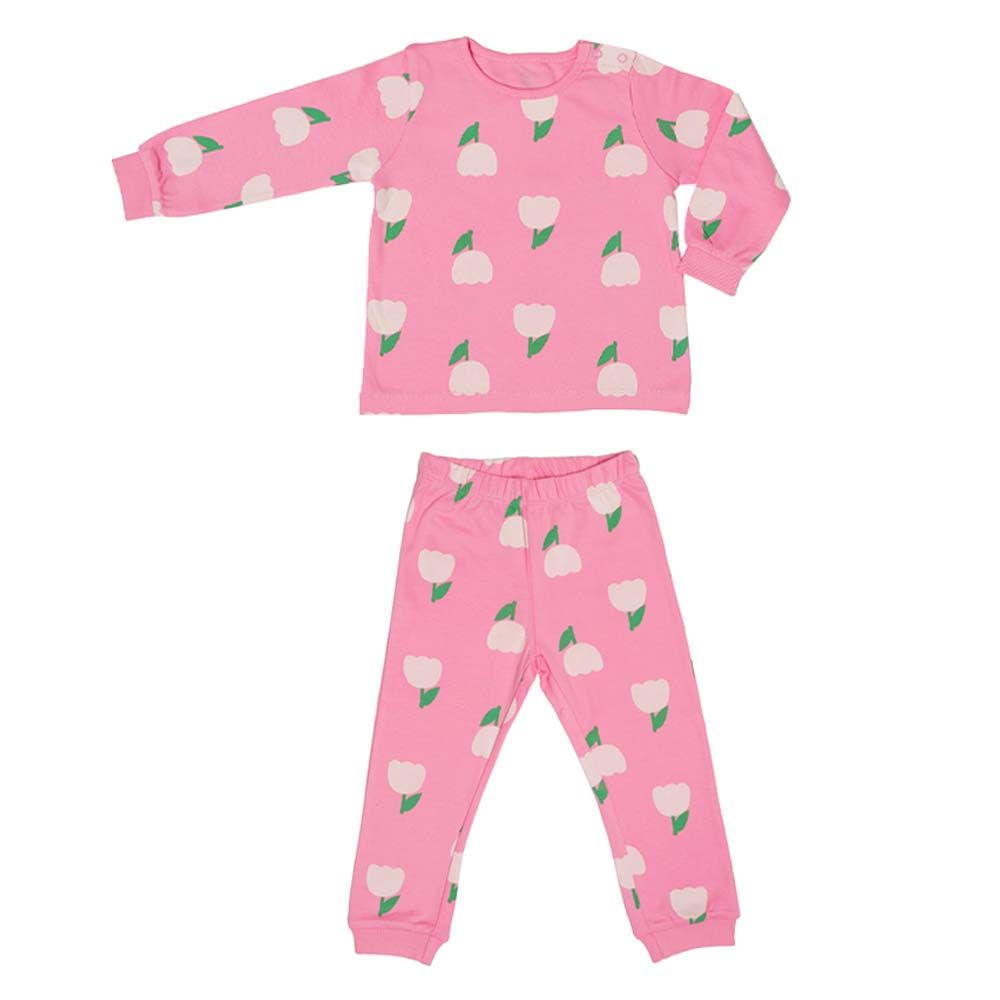 Aiko - 2pc-Set - Kids Cute Print T-Shirt & Pyjama - Pink