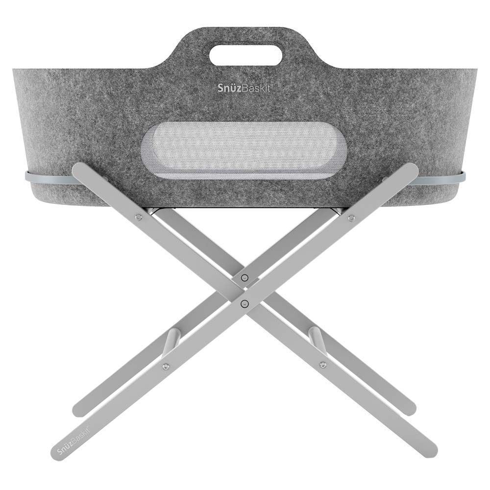 Snuz - Baskit Moses Basket W/ Mattress & Grey Stand Set - Dark Grey