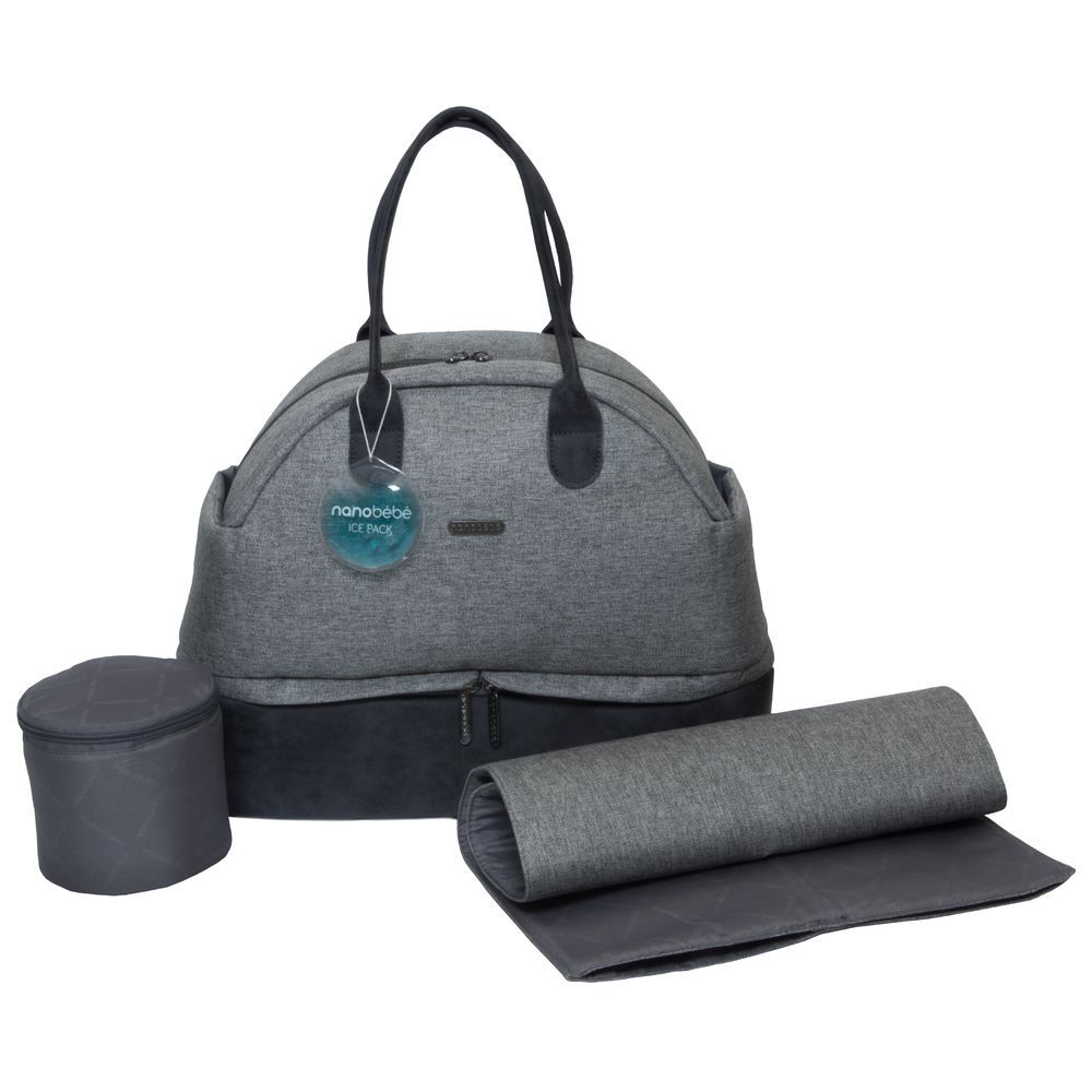 Nanobebe Duet Diaper Storage And Changing Bag Grey