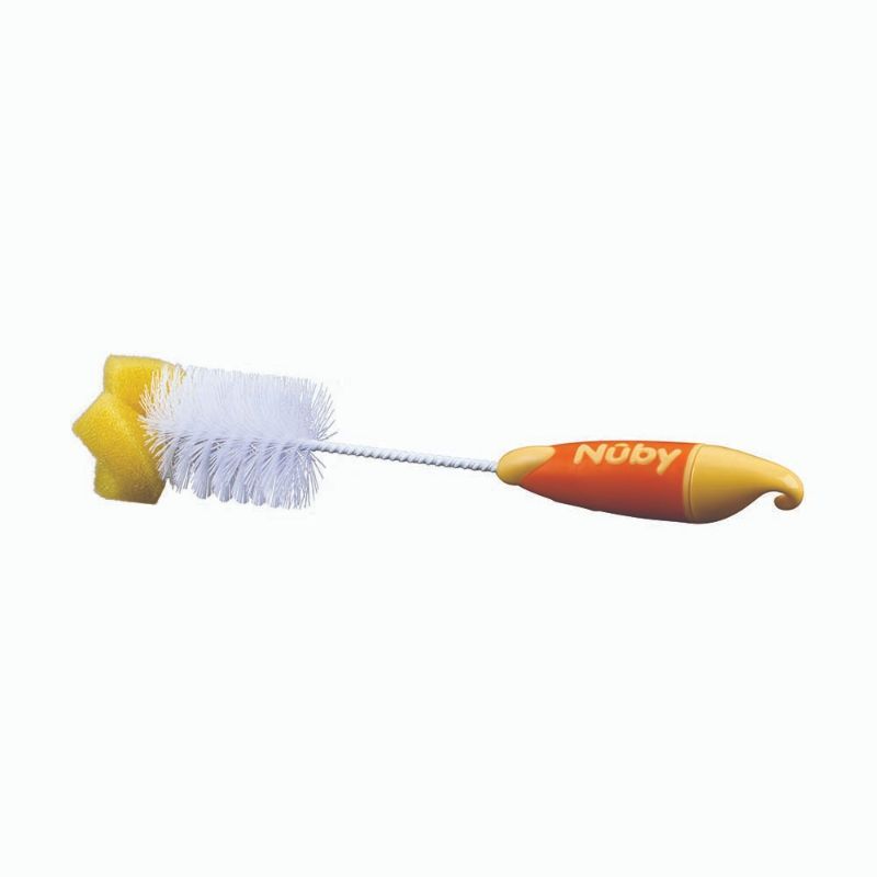 Nuby - Sponge Tipped Bottle And Nipple Brush - Yellow 