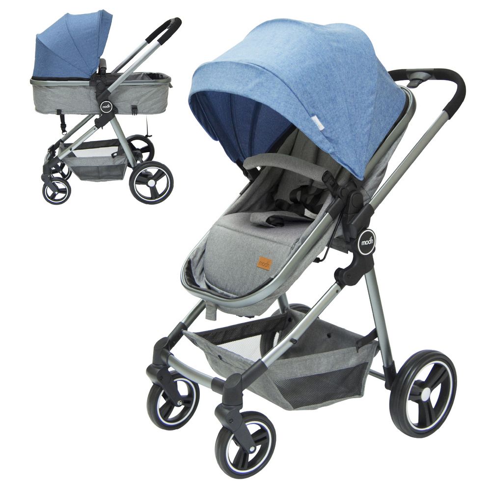 MOON - Pro 2-in-1 Convertible to Carrycot, Reversable Stroller - Blue