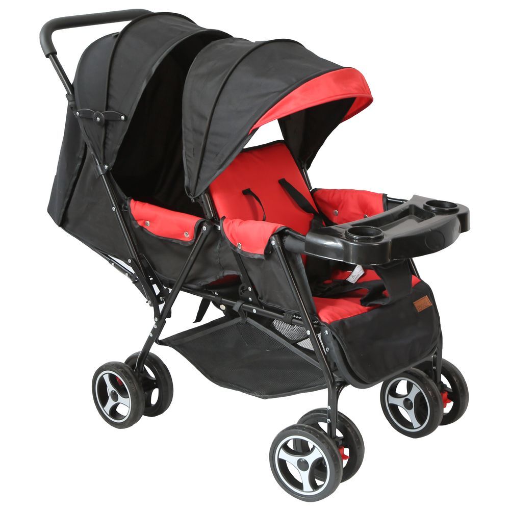 Moon - Magnum Tandem Easy Fold Twin Travel Stroller - Fire Red