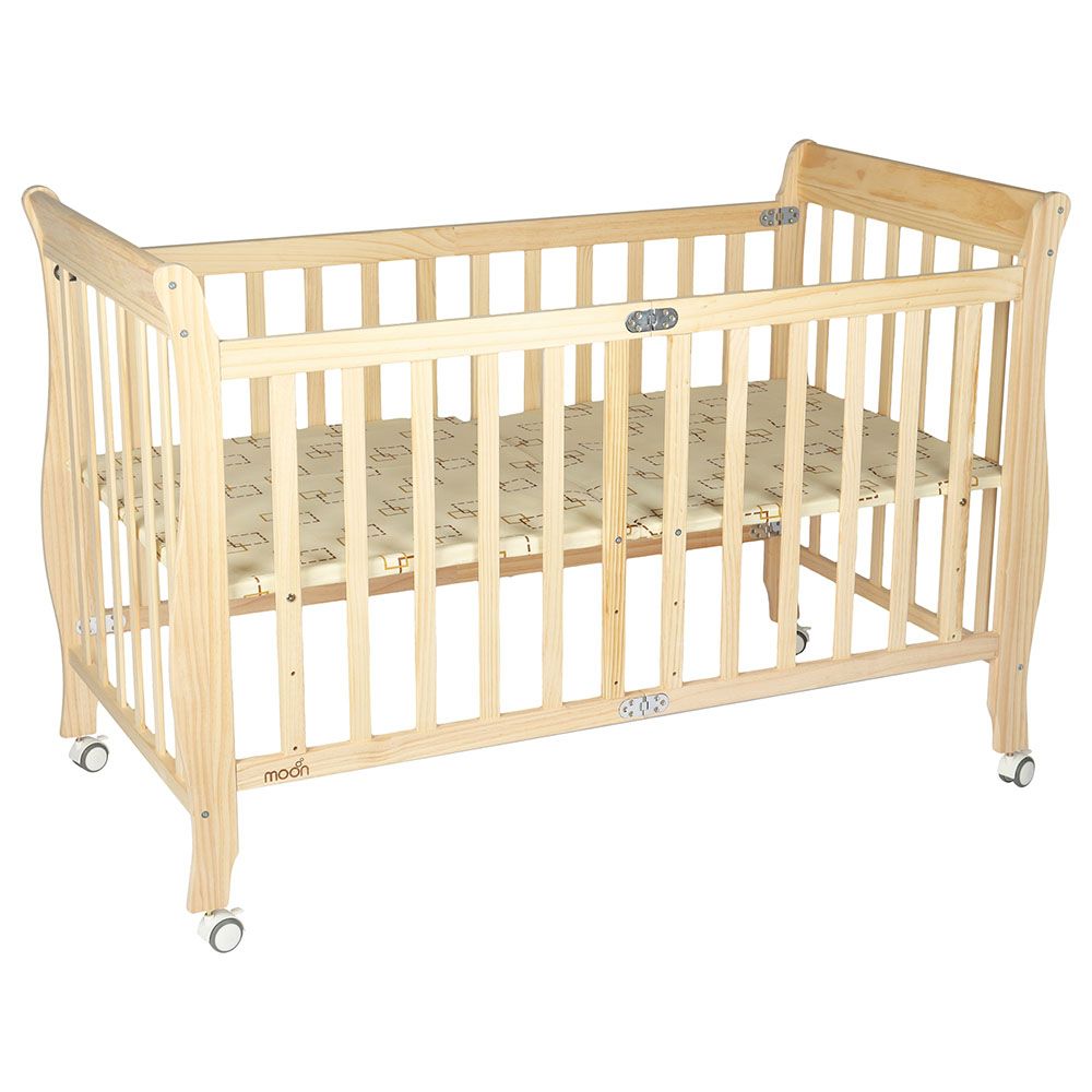 Moon - Wooden Foldable Baby Crib 129x69x96cm - Natural wood