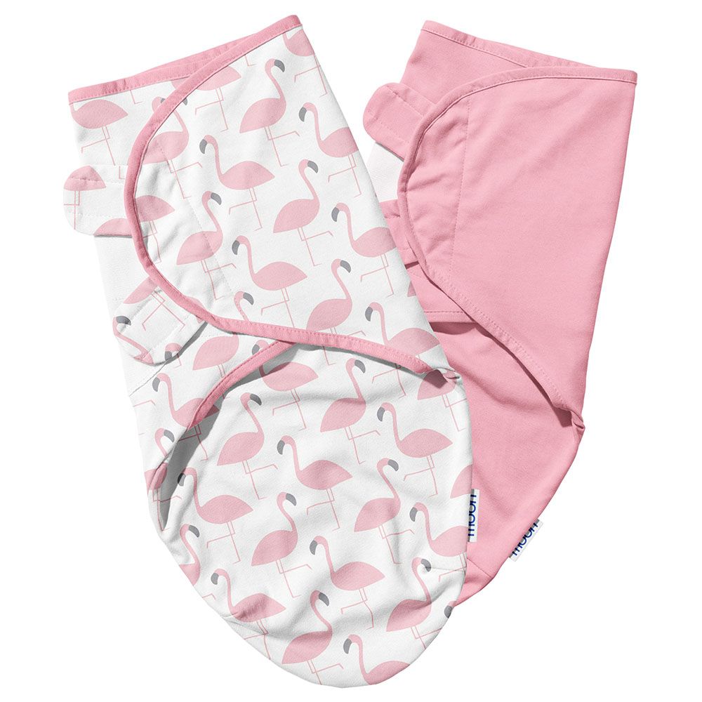 Moon - 2pcs-set Organic Baby Swaddle - Flamingo & Pink