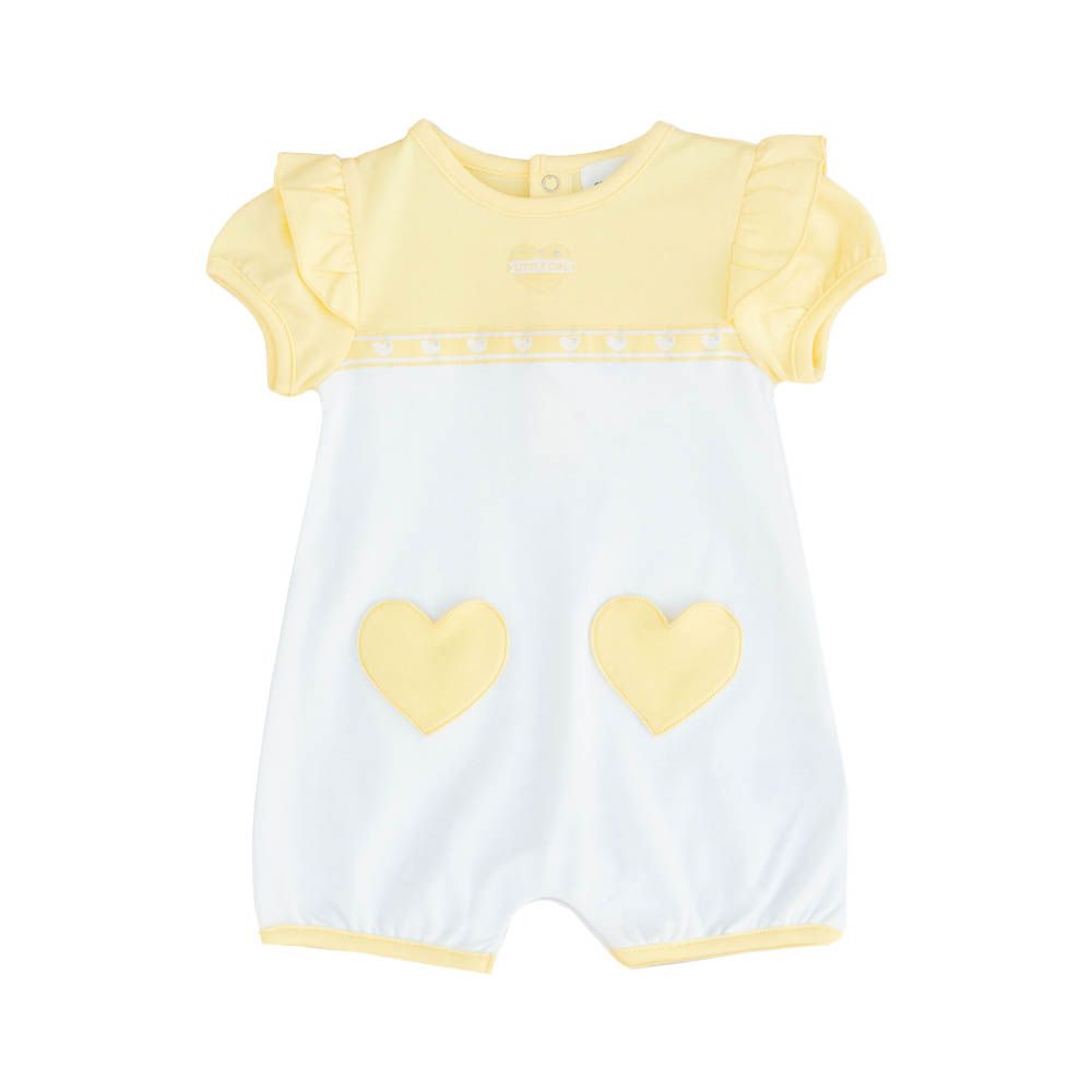 Moon - 100% Cotton Short Sleeves Romper - Lemon Hearts