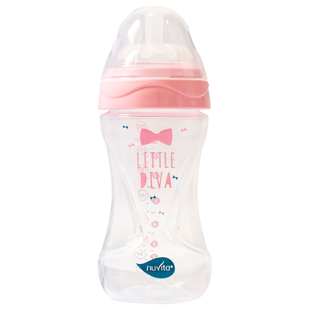 Nuvita - Mimic Cool Anti Colic Baby Bottles 250ml - White & Pink