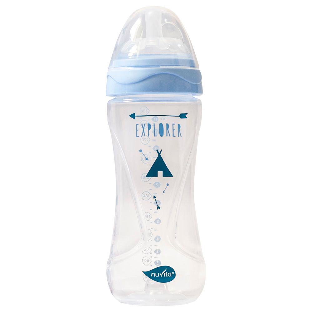 Nuvita - Mimic Cool Anti Colic Baby Bottles 330ml - White & Blue