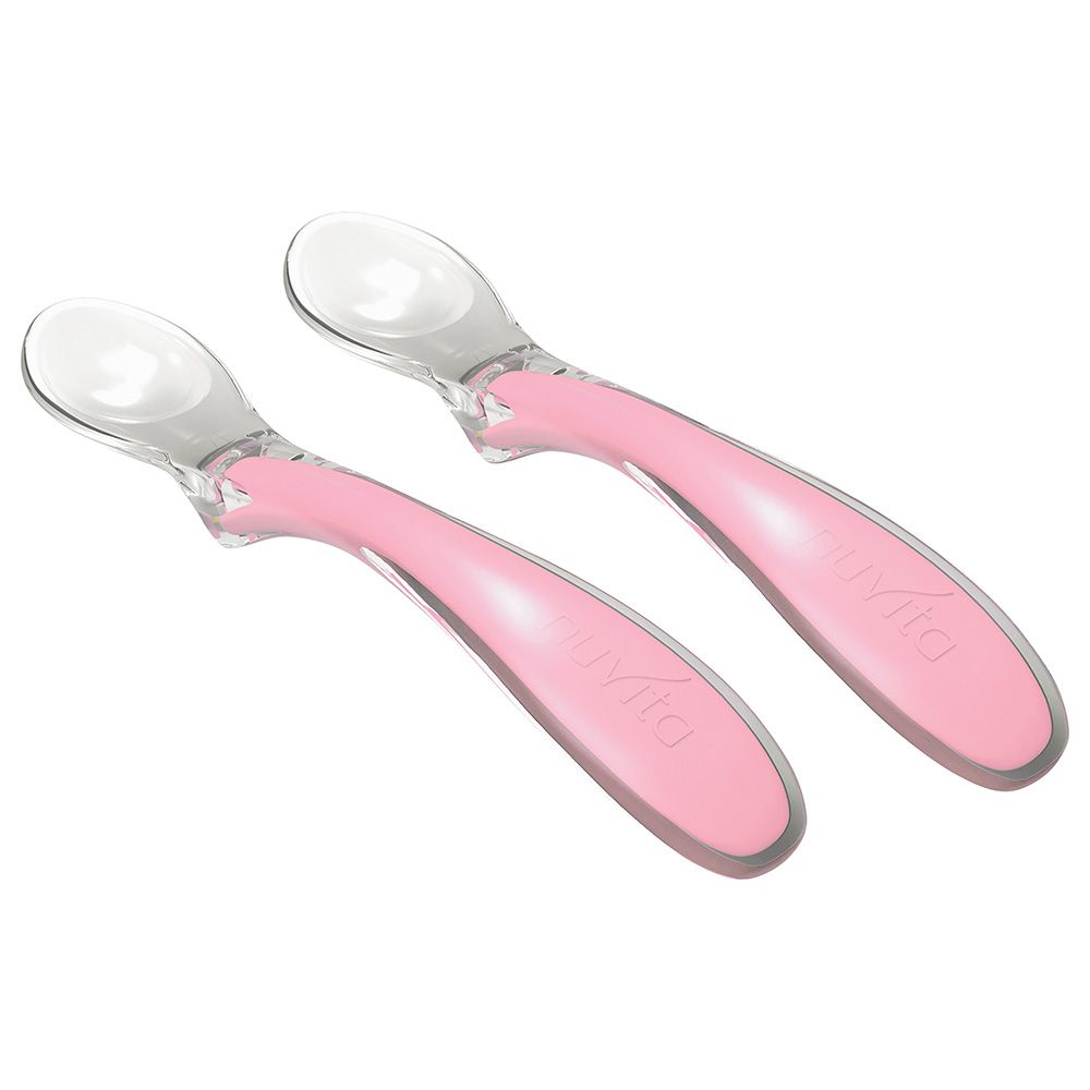 Nuvita - Set of 2 Easy Eating Silicone Feeding Spoons - Pink