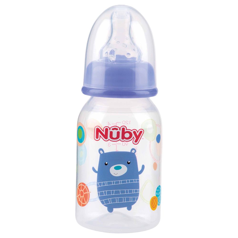 Nuby - Standard Neck Bear Printed Bottle - 120ml - Purple