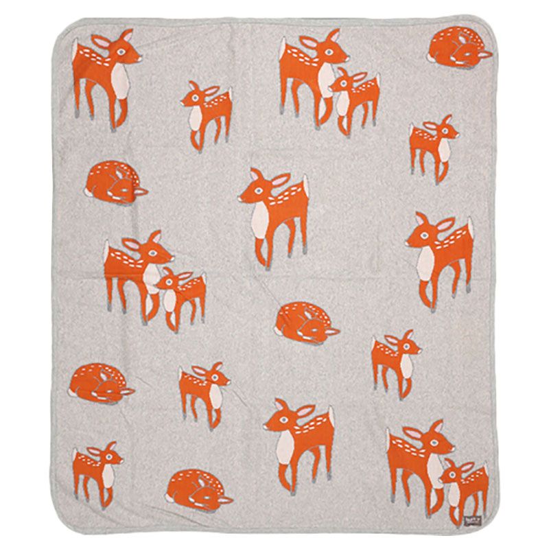 Nurtur - Soft Baby Blankets - Deer - Grey/Red