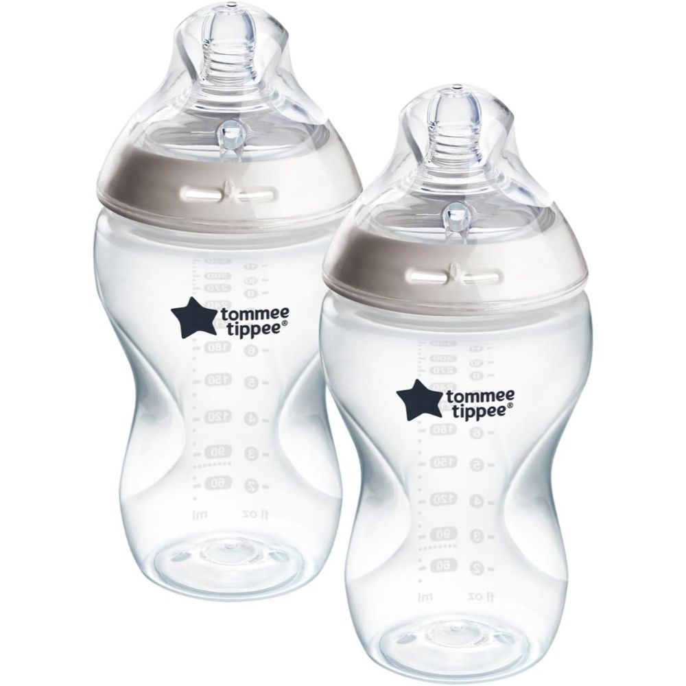 Tommee Tippee - Closer to Nature 340ml Feeding Bottle - Pack of 2 - Medium Flow - Clear