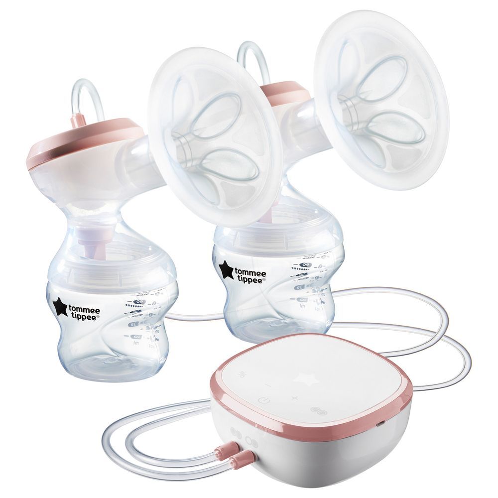 Tommee Tippee - Made for Me Double Electric Breast Pump With Baby Bottles - 2 Pcs-150 ml - Pink/White