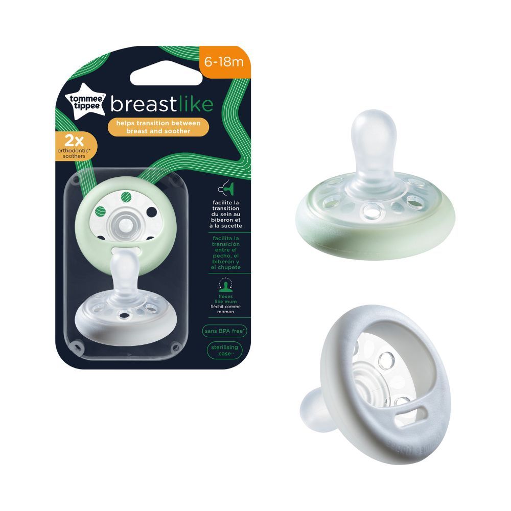 Tommee Tippee - Breast Like Soother 6-18M - Pack of 2 - Assorted