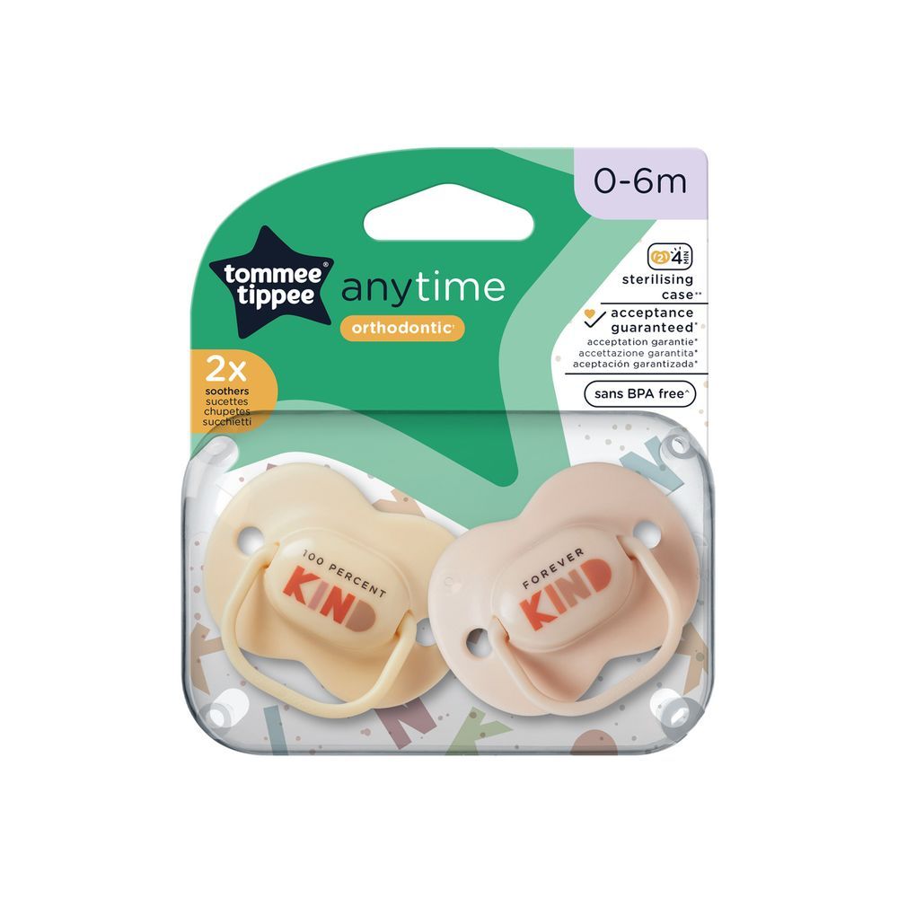 Tommee Tippee - Anytime Soother Pack of 2 - 0-6M - Pink