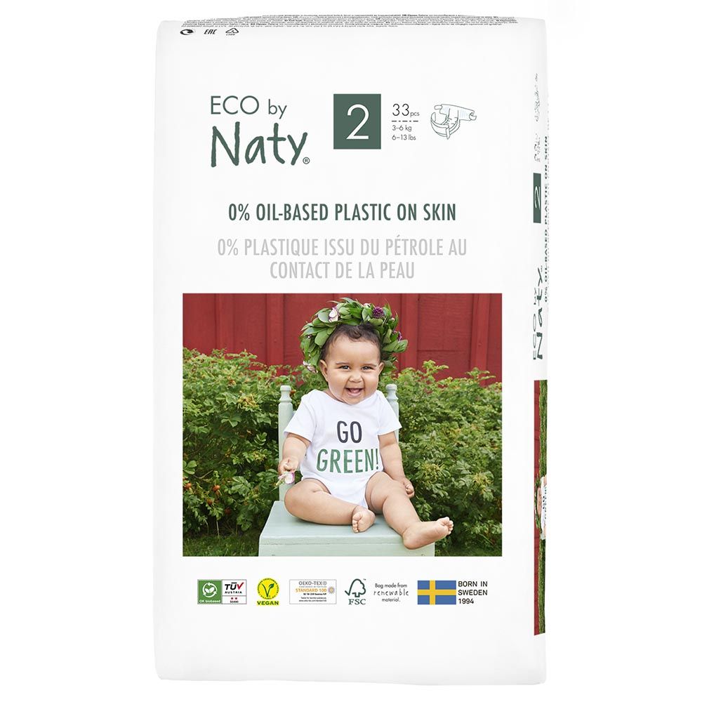 Naty - Diapers Size 2, 33 pcs (3-6 kg, 6-13 lbs)