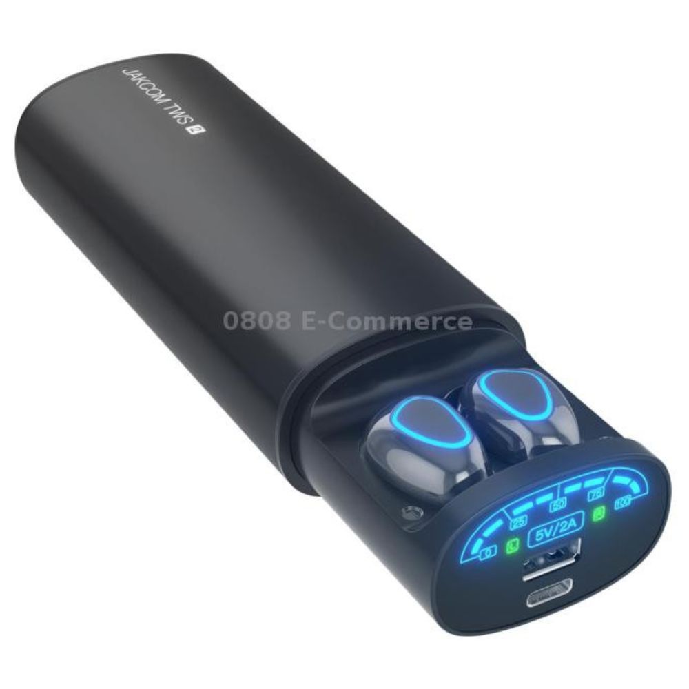 Jackom - True Wireless Earphone Power Bank - Black