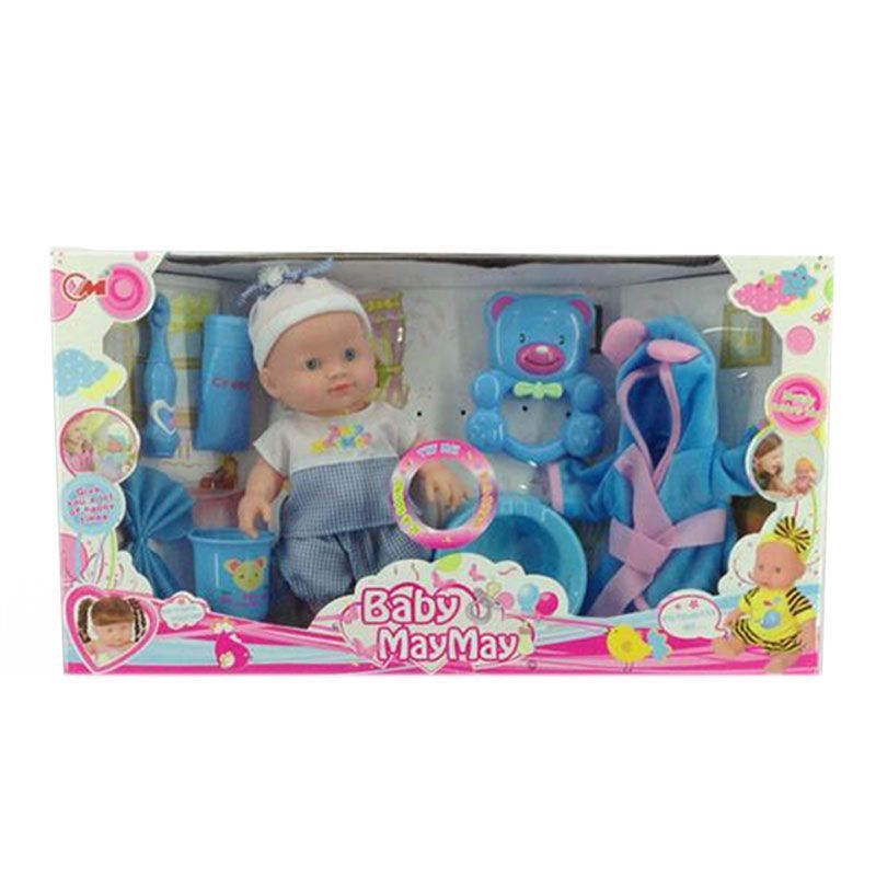 Baby MayMay - Vinyl Doll With 6 Sounds & Bath Set - Blue