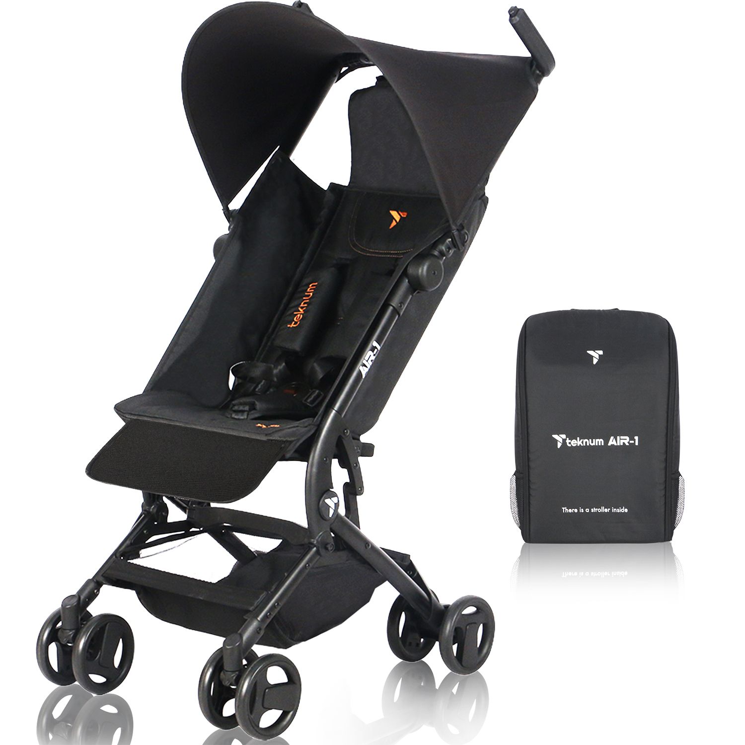 Teknum - Air 1 Travel Stroller w/ Carry Backpack - Black