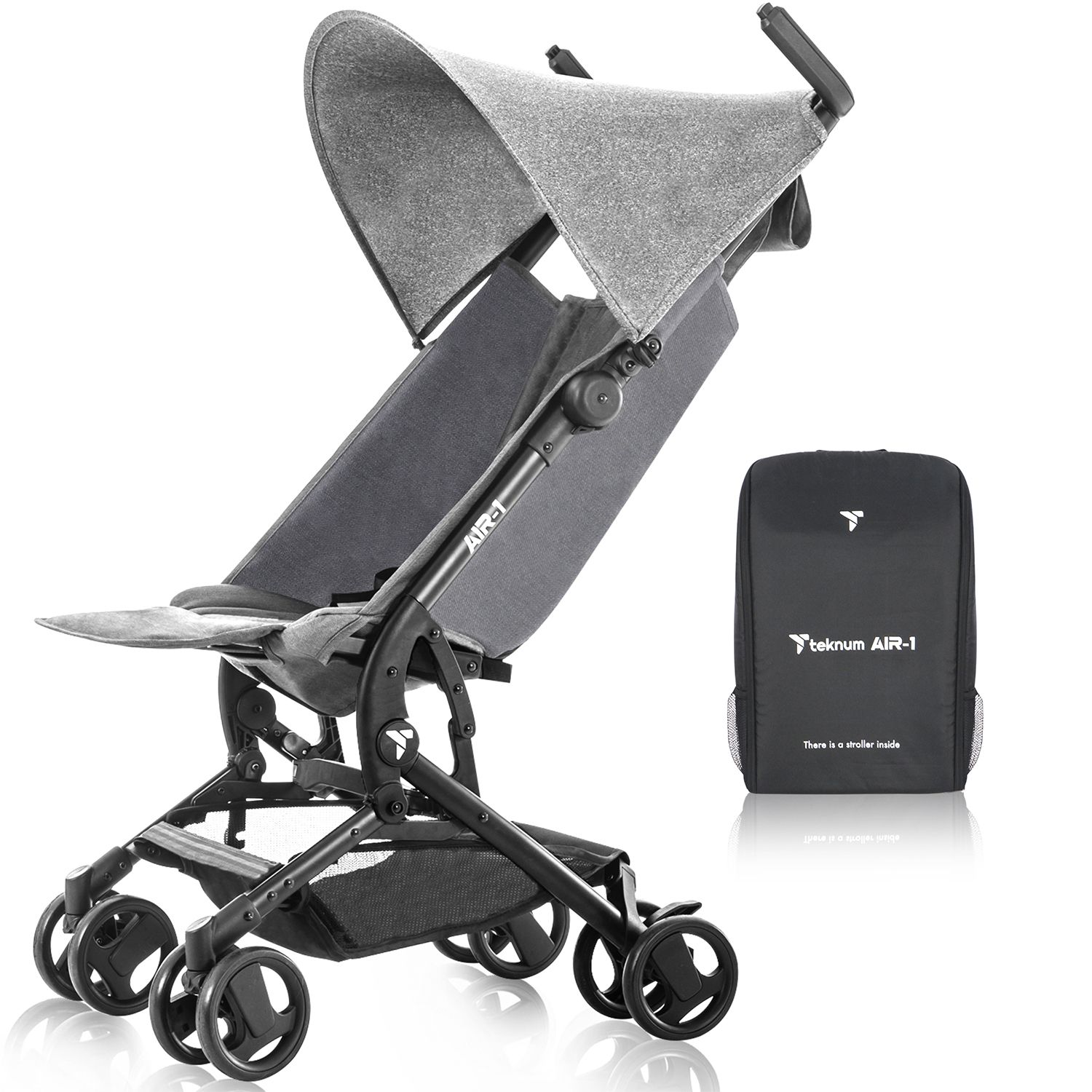 Teknum - Air 1 Travel Stroller w/ Carry Backpack - Grey